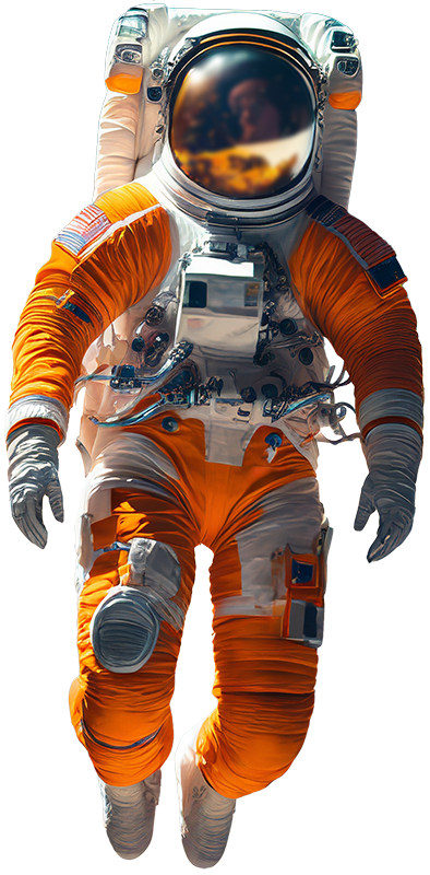 Image of astronaut in orange spacesuit